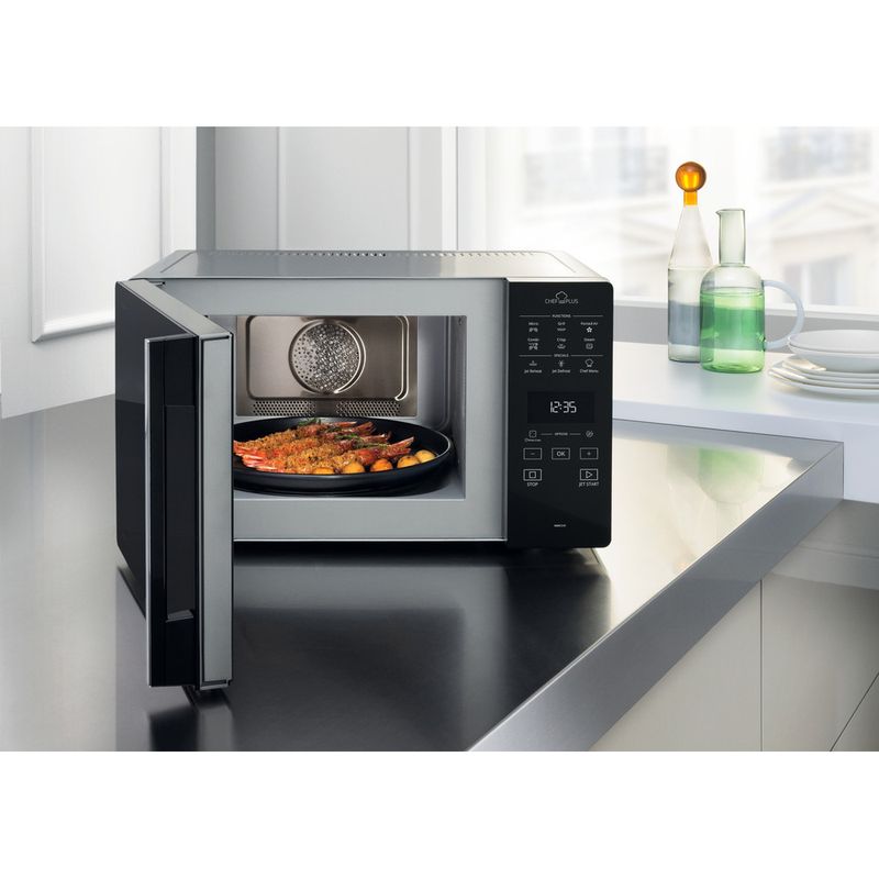 Whirlpool Microondas Libre instalación MCP 349 SL Plata Electrónico 25 MW-Combi 800 Lifestyle frontal open