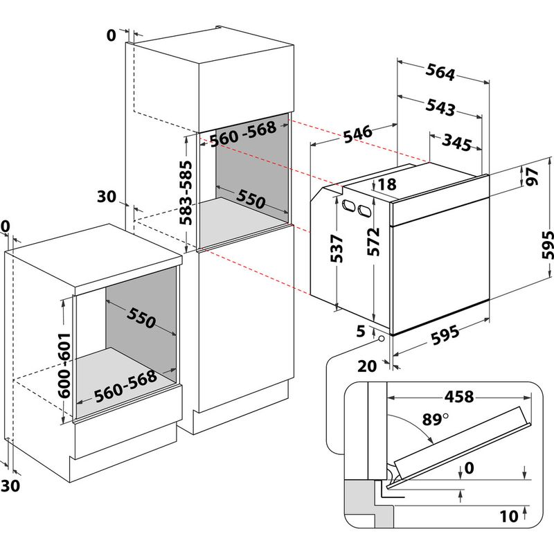 Whirlpool Horno Encastre AKZ9 7891 IX Eléctrico A + Technical drawing