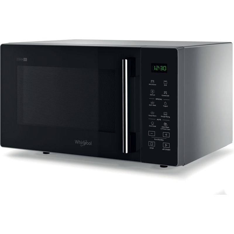Whirlpool Microondas Libre instalación MWP 253 SB Negro plata Electrónico 25 MW + Función Grill 900 Perspective