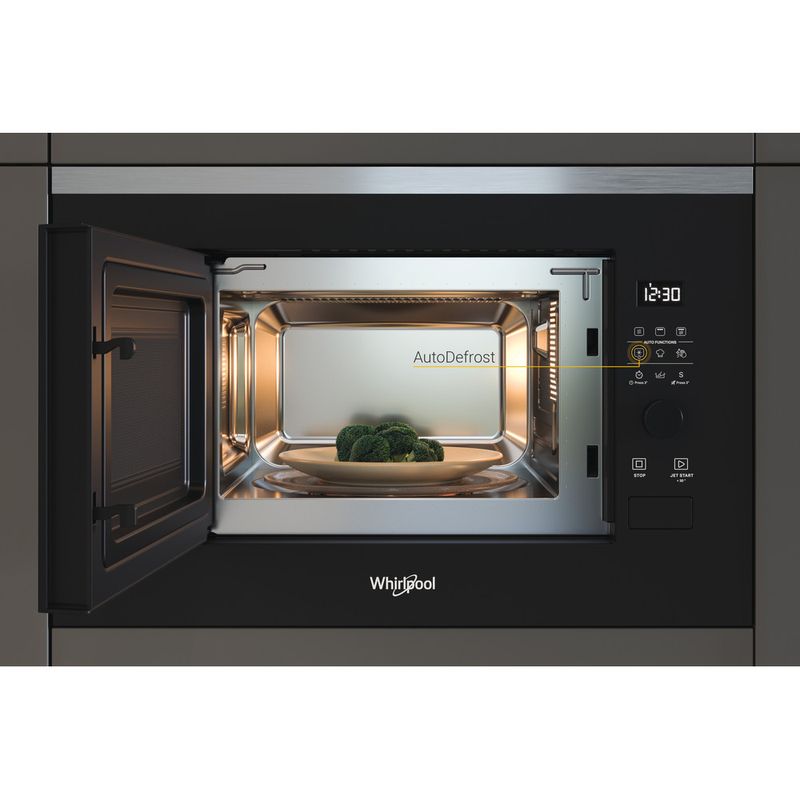 Whirlpool Microondas Encastre WMF201G Inox Electrónico 20 MW + Función Grill 800 Lifestyle frontal open