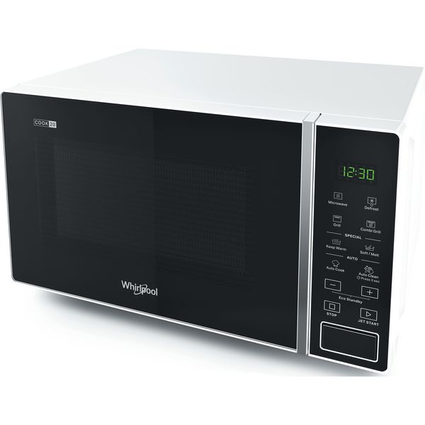 Whirlpool Microondas Libre instalación MWP 203 W Blanco Electrónico 20 MW + Función Grill 700 Perspective