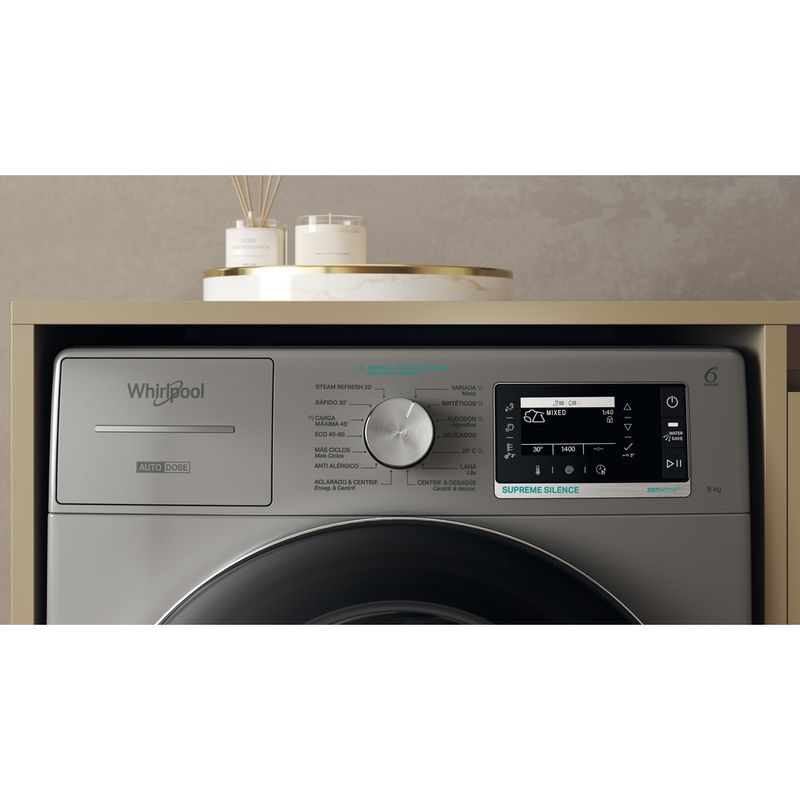 Whirlpool Lavadora Libre instalación W8 99ADS SILENCE SPT Plata Cargador frontal A Control panel