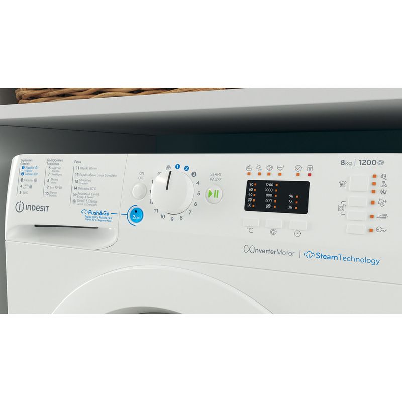 Indesit Lavadora Libre instalación BWA 81295X WV SPT Blanco Cargador frontal B Lifestyle control panel