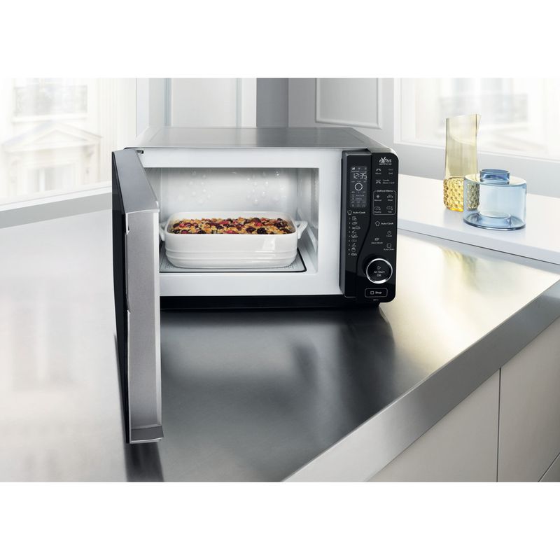 Whirlpool Microondas Libre instalación MWF 421 SL Plata Electrónico 25 MW + Función Grill 800 Lifestyle frontal open