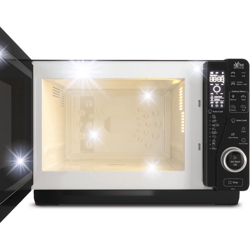 Whirlpool Microondas Libre instalación MWF 421 BL Negro Electrónico 25 MW + Función Grill 800 Frontal open
