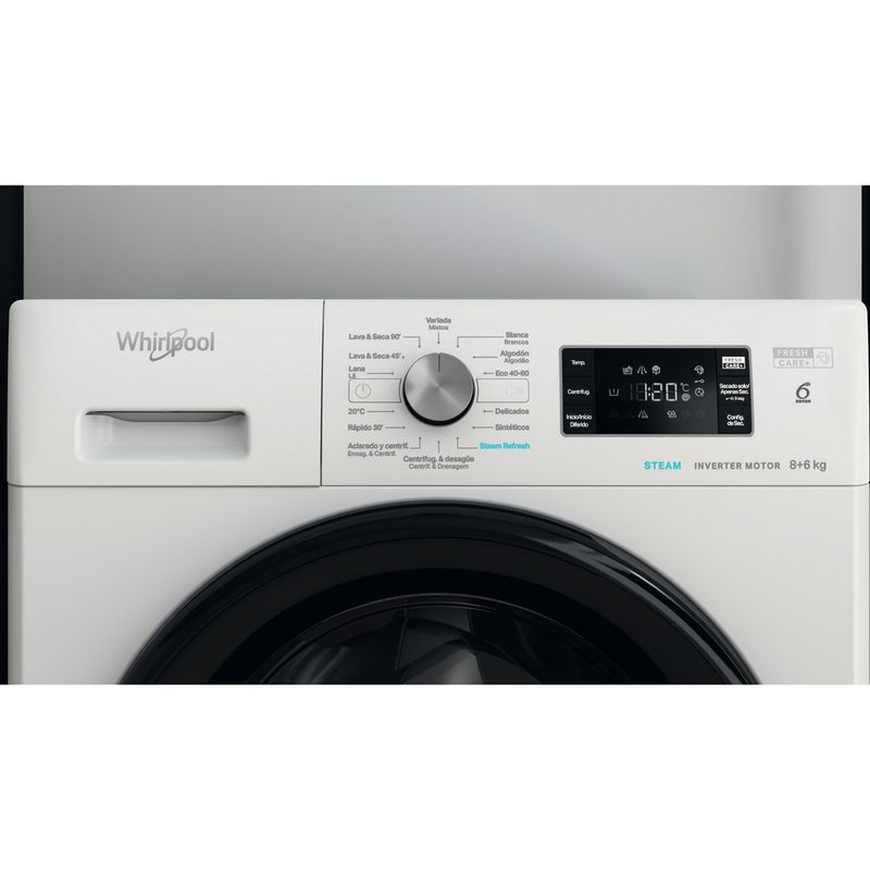 Whirlpool Lavadora secadora Libre instalación FFWDB 864369 BV SPT Blanco Cargador frontal Lifestyle control panel