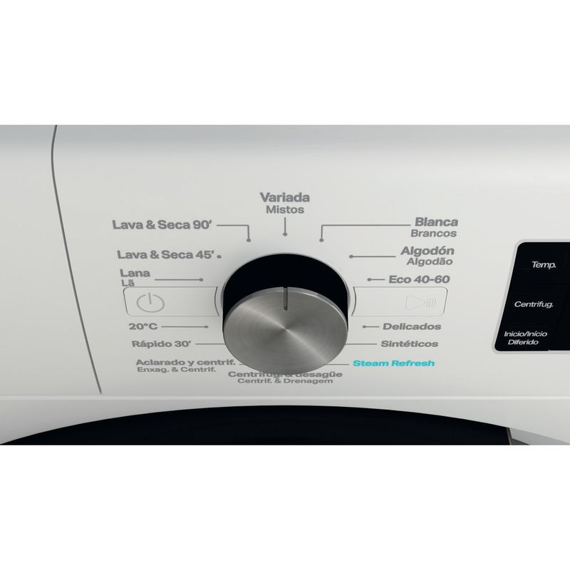 Whirlpool Lavadora secadora Libre instalación FFWDB 864369 BV SPT Blanco Cargador frontal Control panel