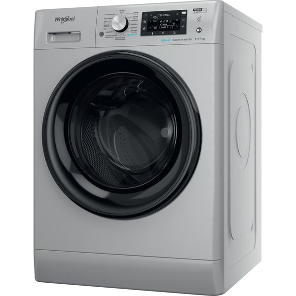 Whirlpool Lavadora secadora Libre instalación FFWDD 1174269 SBV SPT Plata Cargador frontal Perspective
