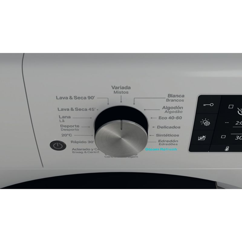 Whirlpool Lavadora secadora Libre instalación FFWDD 1174269 SBV SPT Plata Cargador frontal Control panel