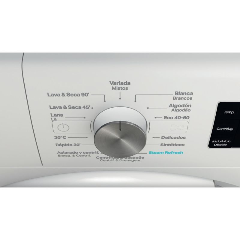 Whirlpool Lavadora secadora Libre instalación FFWDB 864349 WV SPT Blanco Cargador frontal Control panel