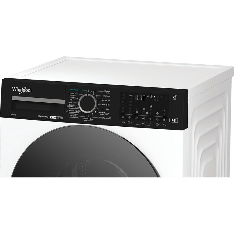 Whirlpool Lavadora secadora Libre instalación WPD 0736W ADS SPT Blanco Cargador frontal Lifestyle control panel