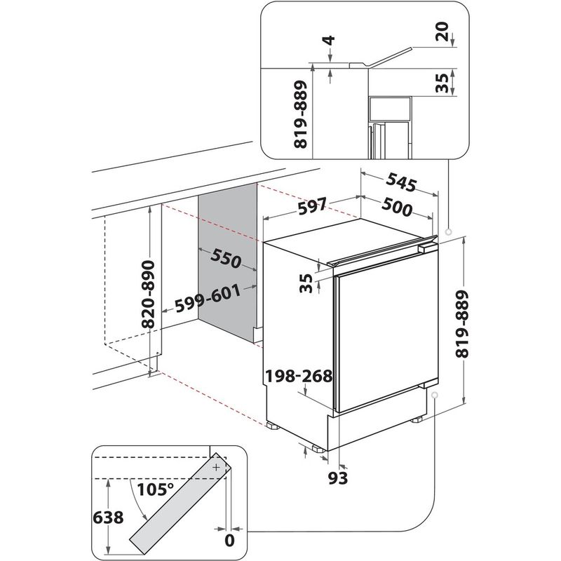 Indesit-Refrigerador-Encastre-INBUF031-Acero-Technical-drawing