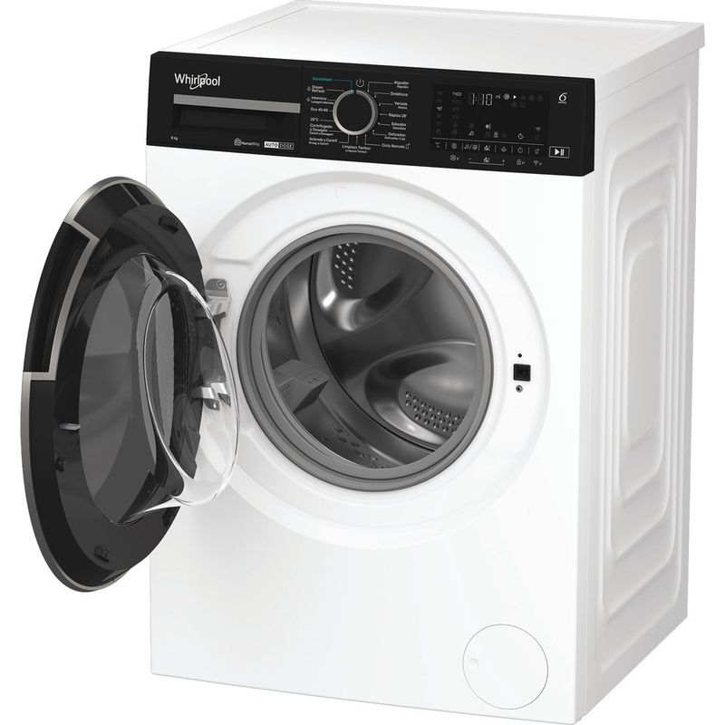 Whirlpool Lavadora Libre instalación WPM 97W ADS SPT Blanco Cargador frontal A Perspective open